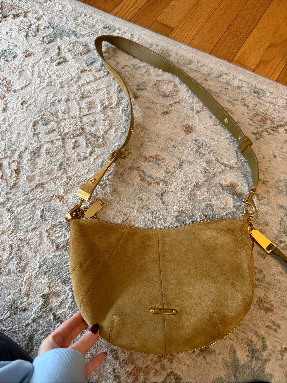 Suede Crescent Shoulder Bag